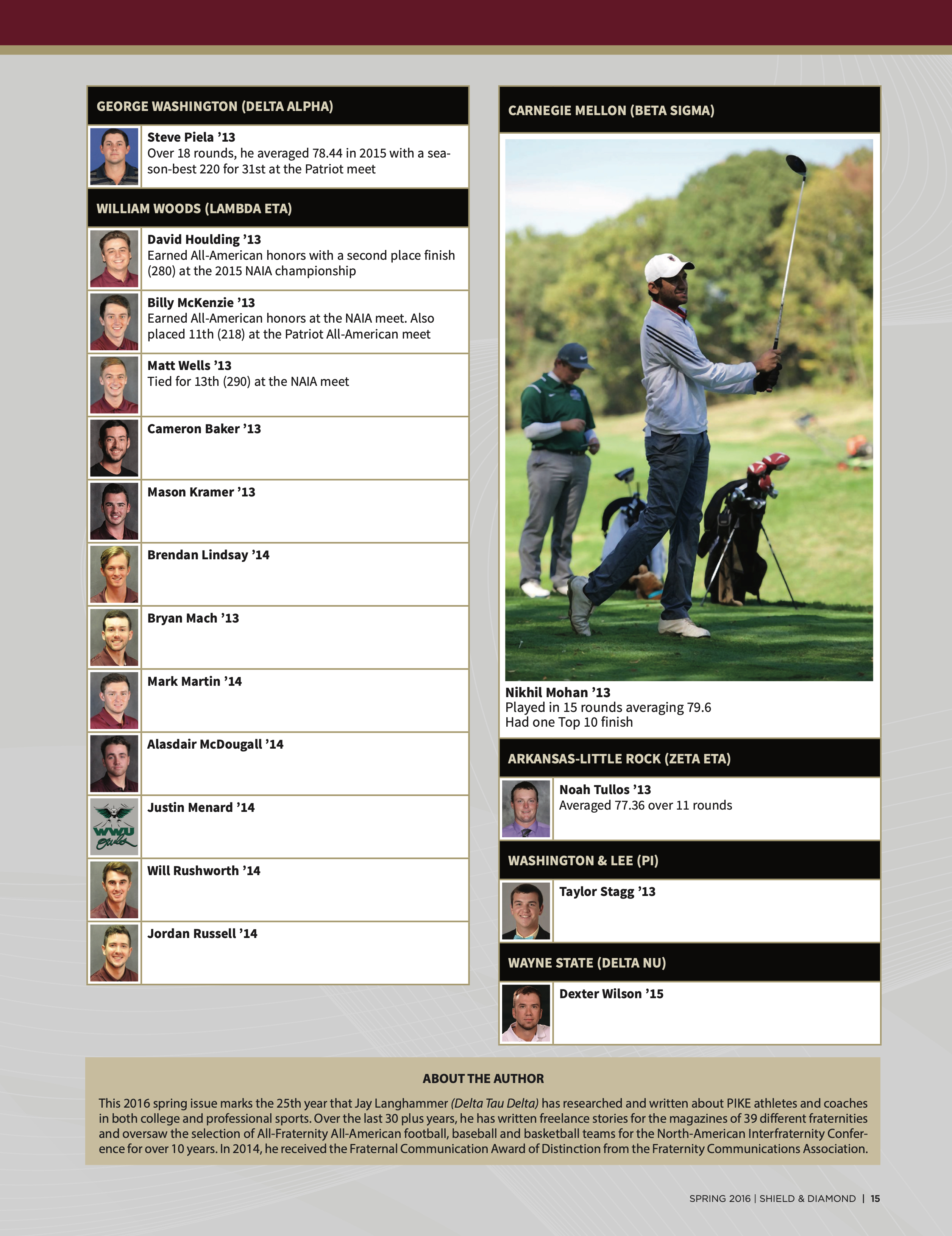 About the Author, Spring 2016